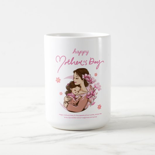 母抱擁 – Happy Mother's Day Art コーヒーマグカップ (中央)
