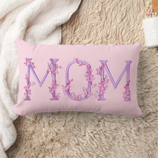 母文字水色ピンク紫色の木材の枕 ランバークッション (ブランケット)