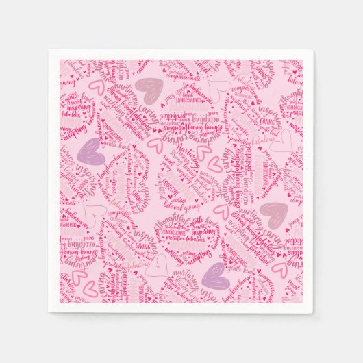 母日ハート01.ピンクピンクBG スタンダードカクテルナプキン (正面)