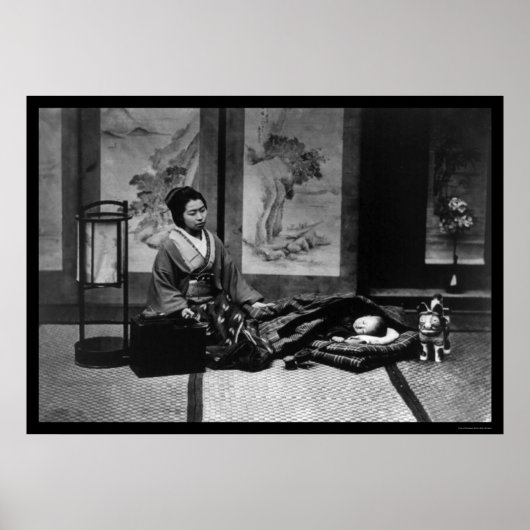 母日本のと彼女の眠るベビー1909 ポスター (正面)