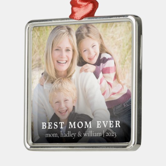 母最高のがクリスマスを撮った メタルオーナメント (左)