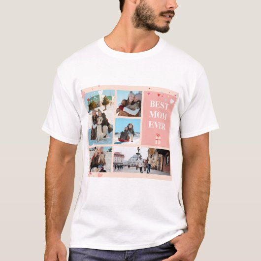 母最高のが5枚撮った母の日のコラージュ Tシャツ (正面)