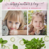 母最高のさんが母の日を写真に撮る キッチンタオル (折り畳み)