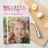 母最高のさんが母の日を写真に撮る キッチンタオル (四つ折り)