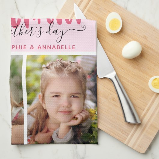 母最高のさんが母の日を写真に撮る キッチンタオル (四つ折り)