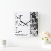 母最高のさんの日の白黒写真 スクエア壁時計 (ホーム)