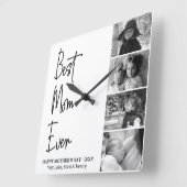 母最高のさんの日の白黒写真 スクエア壁時計 (傾斜)