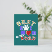 母最高のの日に世界から贈り物をする猫のお母さん ポストカード (スタンド正面)