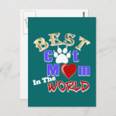 母最高のの日に世界から贈り物をする猫のお母さん ポストカード (正面/裏面)