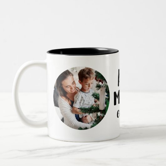 母最高のの日の贈り物「母の日の母の写真」 ツートーンマグカップ (左)