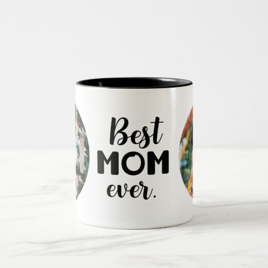 母最高のの日の贈り物「母の日の母の写真」 ツートーンマグカップ (中央)