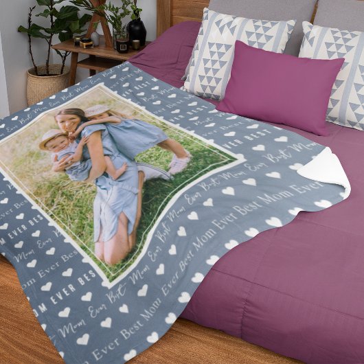 母最高のの日の青い写真 フリースブランケット