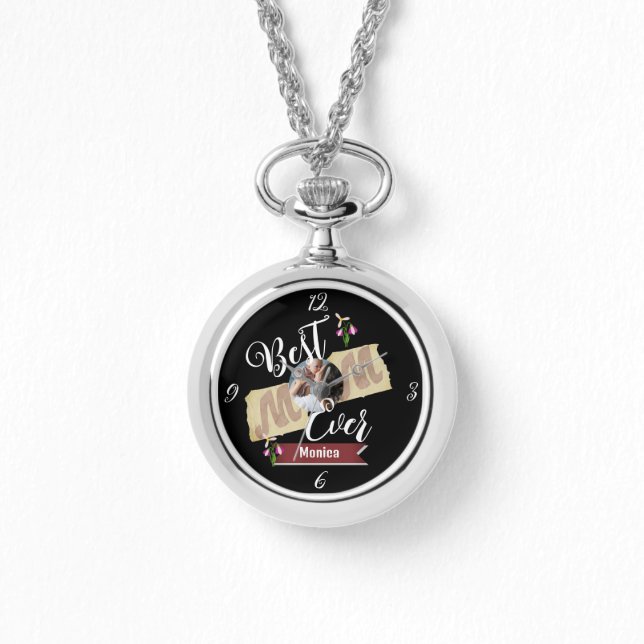 母最高のは今まで母とベビーの1つの写真家族 腕時計 (正面)