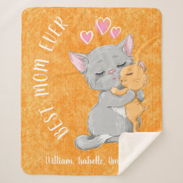 母最高のは今まで母の贈り物ハートかわいい猫イエロー シェルパブランケット