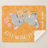 母最高のは今まで母の贈り物ハートかわいい猫イエロー シェルパブランケット (正面(横))