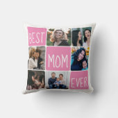 母最高のは今まで6写真コラージュ母の日ピンク クッション (裏面)