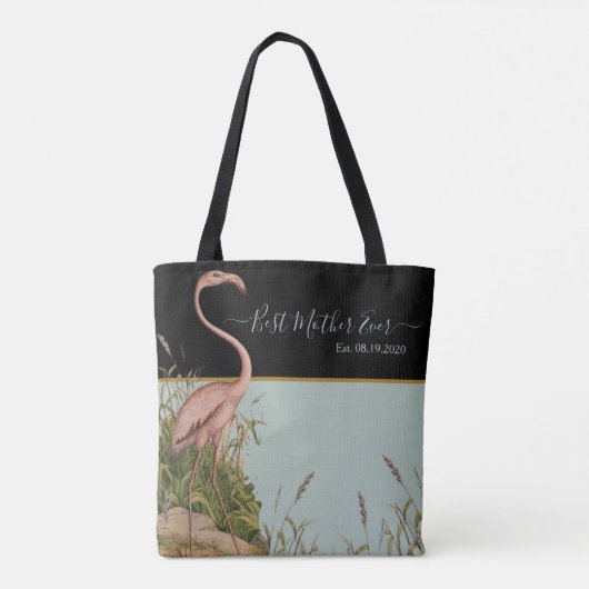 母最高のは今まで！ヴィンテージうさぎ水色 トートバッグ (裏面)