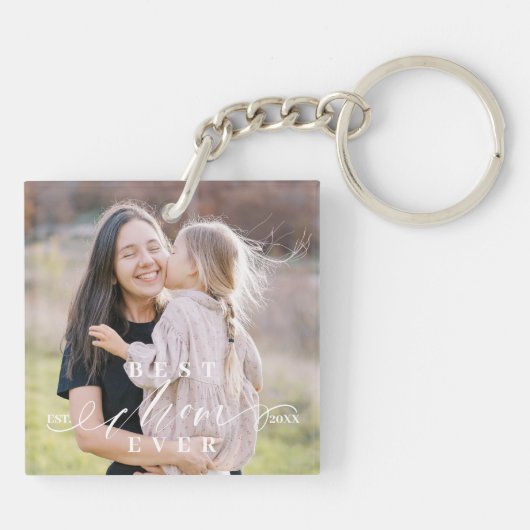 母最高のは常にスクリプト母の日の写真の形見 キーホルダー (裏面)