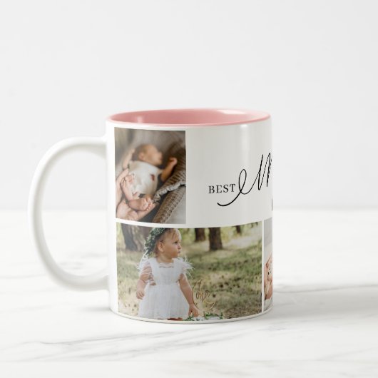 母最高のは常にスクリプト母の日5写真コラージュ ツートーンマグカップ (左)