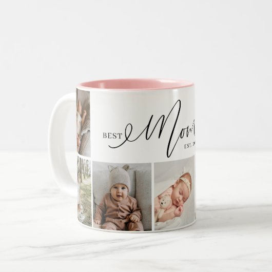 母最高のは常にスクリプト母の日7写真コラージュ ツートーンマグカップ (正面左)