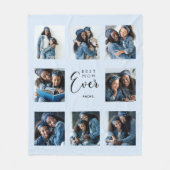 母最高のは常に写真のコラージュ明るい青の母 フリースブランケット (正面)