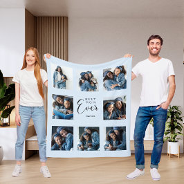 母最高のは常に写真のコラージュ明るい青の母 フリースブランケット