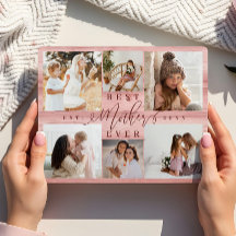 母最高のは常に写真コラージュのピンクの木目