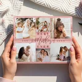 母最高のは常に写真コラージュのピンクの木目 フォトプラーク