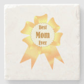 母最高のは常に金の受賞者の賞リボン ストーンコースター (正面)