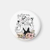 母最高のは母と子と花 マグネット (正面)