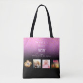 母最高のカスタム家族の写真コラージュ紫色の黒 トートバッグ (正面)