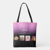 母最高のカスタム家族の写真コラージュ紫色の黒 トートバッグ (裏面)