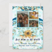 母最高の付4枚フォトコラージブルーマーブルアンノ 案内状 (正面)