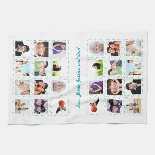 母最高の写真インスタグラムコラージュキープサケ キッチンタオル (横)