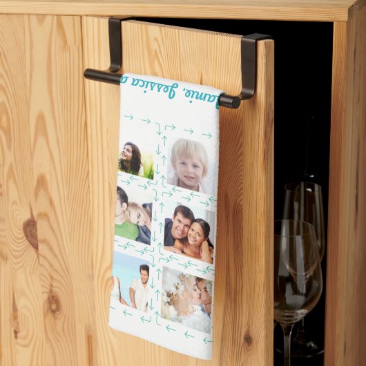 母最高の写真インスタグラムコラージュキープサケ キッチンタオル (三つ折り)