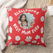 母最高の写真付きモノグラム山花赤い白 クッション (ブランケット)
