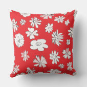 母最高の写真付きモノグラム山花赤い白 クッション (裏面)