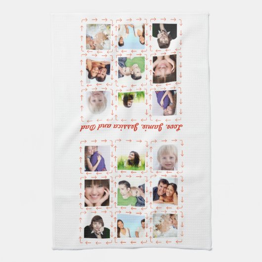 母最高の写真家族コラージュ記念 キッチンタオル (縦)
