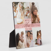 母最高の家族の写真コラージピンクウッドグレイン フォトプラーク (側面)