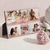 母最高の家族の写真コラージピンクウッドグレイン フォトプラーク
