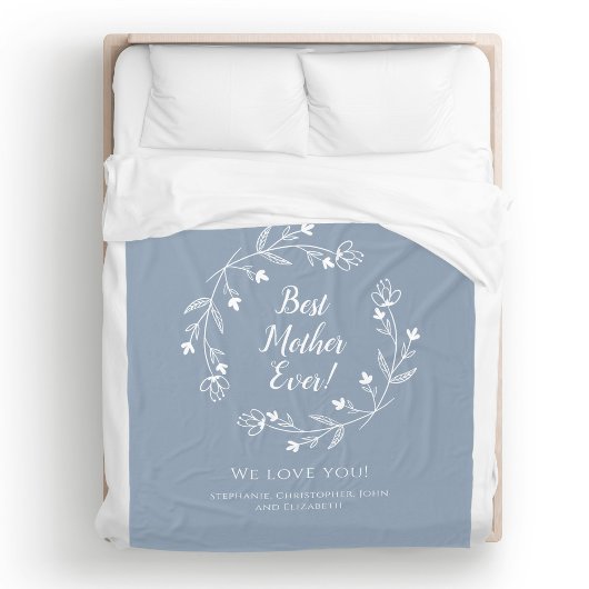 母最高の家族の形見キッズほこりっぽい青 フリースブランケット