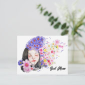 母最高の抽象芸術水彩花お母さん ポストカード (スタンド正面)