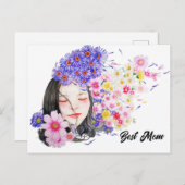 母最高の抽象芸術水彩花お母さん ポストカード (正面/裏面)