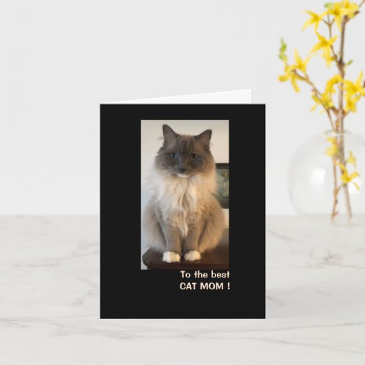 母最高の日の猫の母 カード (黄色い花)