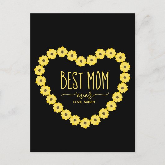 母最高の日の花ハート名前をカスタムする母 ポストカード (正面)
