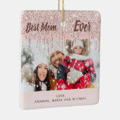 母最高の母の写真バラ金ゴールド赤面グリッター セラミックオーナメント (右)
