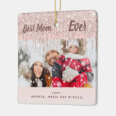 母最高の母の写真バラ金ゴールド赤面グリッター セラミックオーナメント (左)
