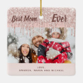 母最高の母の写真バラ金ゴールド赤面グリッター セラミックオーナメント (裏面)