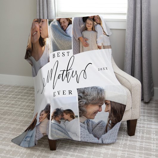 母最高の母の台本の母の日の写真コラージュ フリースブランケット
