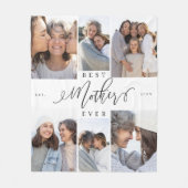 母最高の母の台本の母の日の写真コラージュ フリースブランケット (正面)